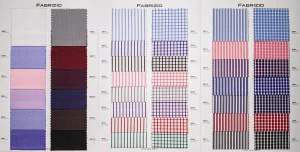 Open Fabrizio Book 1 with pink, burgundy, lilac and blue shirt cottons