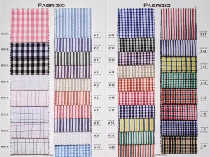Fabrizio Book 1 swatch pages with coloured checks and stripes