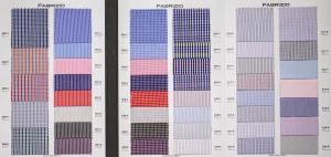 Fabrizio Book 3 swatch pages with pastel stripes, navy and orange