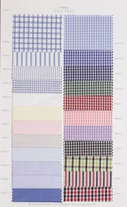 Snow Berry cotton shirt swatches, page 17: pastel checks and stripes