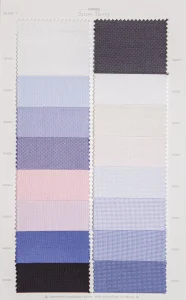Snow Berry cotton shirt swatches, page 26: pastel plains with charcoal