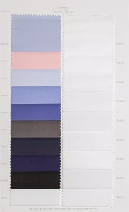 Snow Berry cotton shirt swatches, page 29: blue, pink, navy and black plains
