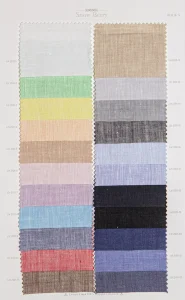 Snow Berry cotton shirt swatches, page 37: green, yellow, grey and black plains
